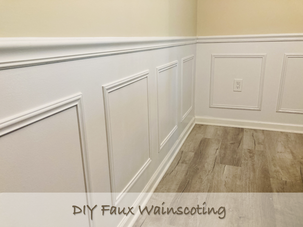 white faux wainscoting made from strips of molding